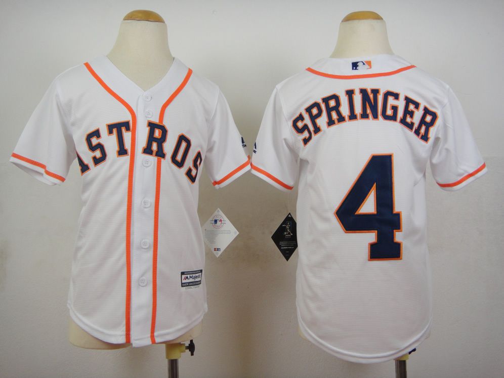 Youth Houston Astros #4 Springer White MLB Jerseys